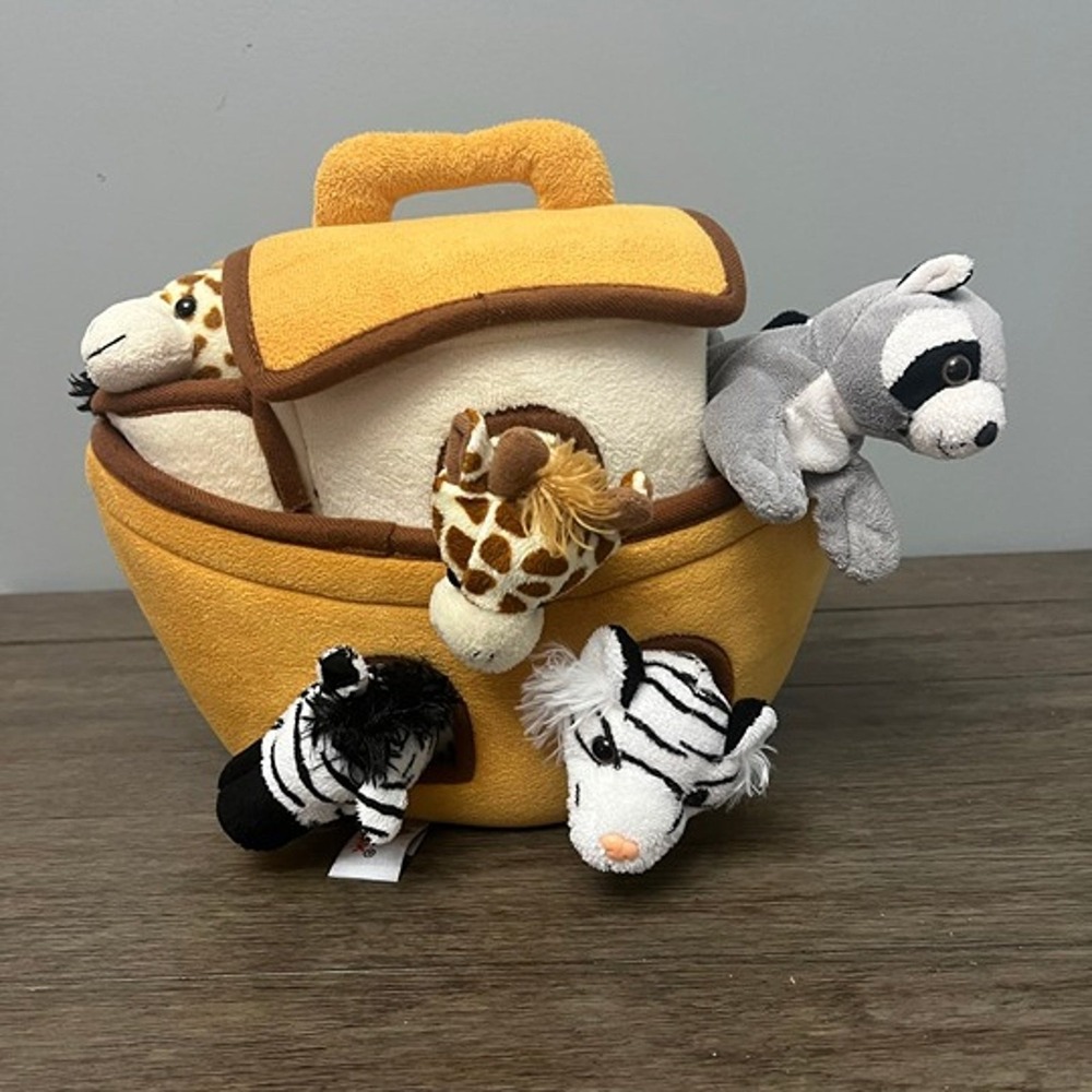 Unipak Noah's Ark Plush Set with 9 Animals Stuffed Animal Carrier Toy Kids Gift